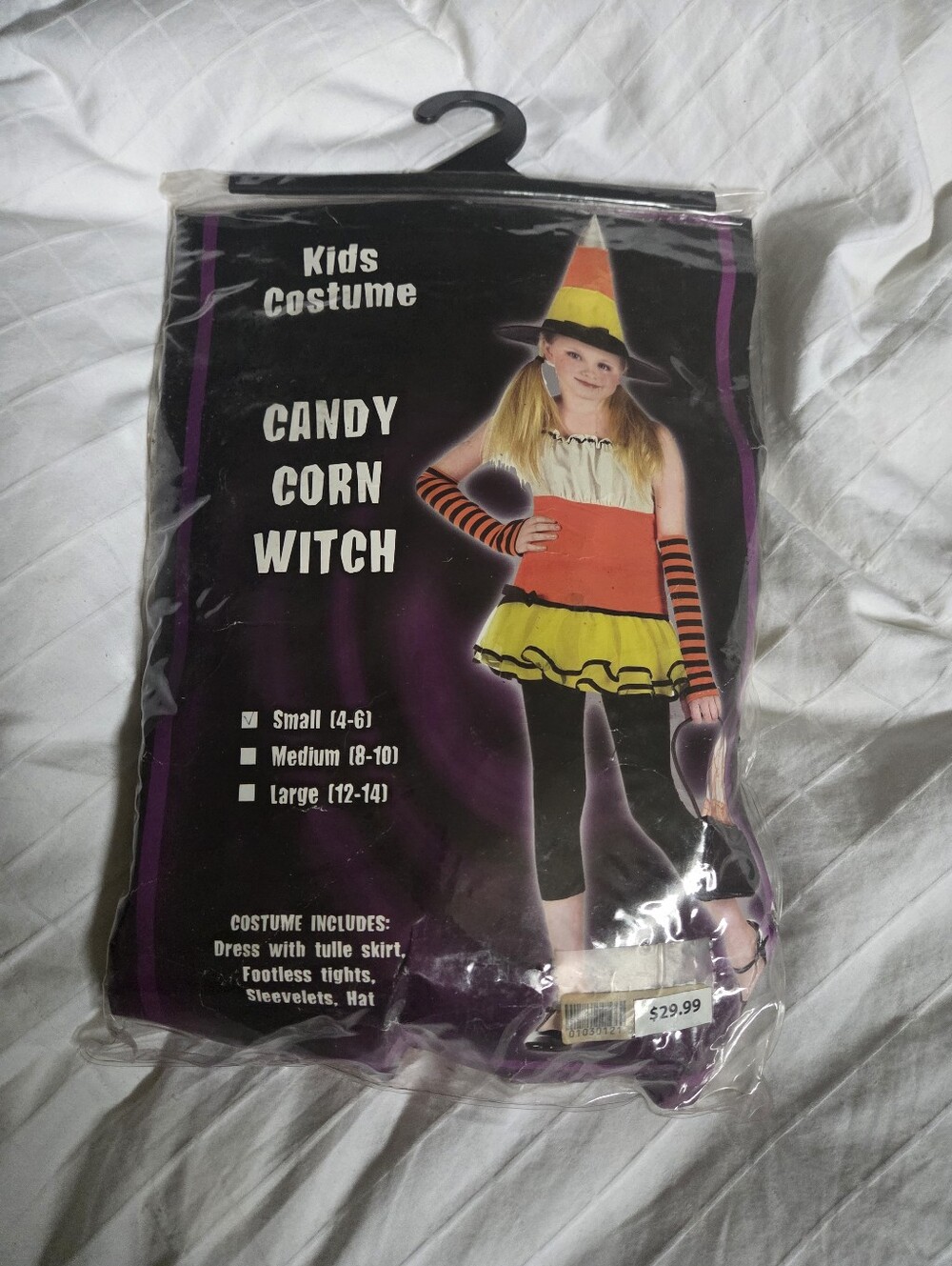Candy Corn Witch Kids Costume - Orange/Yellow/White,  Size 4 To 6 Brand New